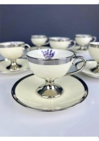 Resim Acar Hxf-05177 Miranda Silver Krem 6lı Kahve Fincan Takımı 