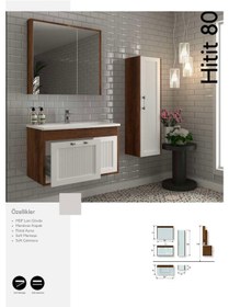 Resim Evros Hitit 80 cm Banyo Mobilya Beyaz - Siyah 