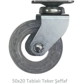 Resim Ofis Koltuk Dolap Etajer 360 Derece Döner 50 x 20 Tablalı Teker Şeffaf 50 mm (10 Adet) 