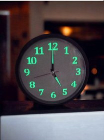 Resim Fosforlu Gece Karanlıkta 5 Saat Parlayan Duvar Saati 22 Cm D4 Siyah - Beyaz 