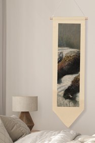 Resim Duvar Halısı Pinterest Oda Dekoru, Monet Sanat Serisi, 100cm Kanvas Flama Askılı Duvar Örtüsü NO:620 - Renkli - 21 / 30 x 100 