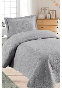 Resim Tek Kişilik Düz Renk Kapitone Yatak Örtüsü, Sade Ve Şık Görünüm 175 X 250cm Gri 
