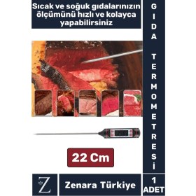 Resim Zenara Ergonomik LCD Ekran Çift Ölçüm Birimi Hafızalı Et Sıvı Mama Sıcak Soğuk Saplamalı Gıda Termometresi 