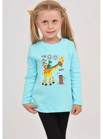 Resim Toontoy Kız Çocuk Zürafa Baskılı Sweatshirt Turkuaz 