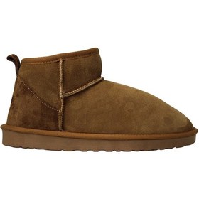 Resim Kadın İçi Kürklü Hakiki Süet Deri Camel Bot & Bootie Camel 