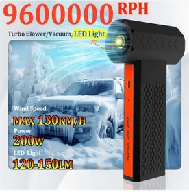 Resim Xuweiwei 9600000rph Orange Black Portatif Turbo Jet Fan 200w Yüksek Güç 4 Hız Ayar 10000mah Pil El Tipi Turbo Jet Üfleyici Kar Temizleme Yaprak Üfleme Bilgisayar Temizleme Kamp 