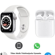 Resim BGGTech Tüm Akıllı Telefonlarla Uyumlu Watch 7 Series Jd77 Akıllı Saat + Tws I12 Bluetooth Kulaklık 