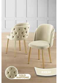 Resim Canisa Zae Serisi 90x168 Lak Panel Siyah Mermer Desen Gold Ayak Masa Takımı 6 Krem Sandalye Sonata Masa Krem Sandalye Ayaklar Gold 