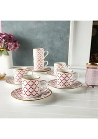 Resim Regna Home Harmony Luna Kırmızı 6 Kişilik Kahve Fincan Tak 