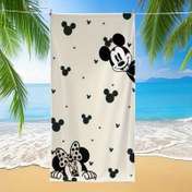 Resim Disney Mickey ve Minnie Mouse Hızlı Kuruyan Plaj Havlusu | Yumuşak Mikrofiber, Beyaz Siyah Mickey & Minnie Baskılı, Tatil, Yüzme ve Plaj Günleri İçin Mükemmel 