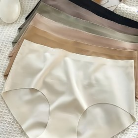 Resim 6'lı İce Sliky Fiber İç Çamaşırı - Görünmez, Nefes Alabilen, Orta Yükselişli, Düz Renkler (Bej, Açık Mavi, Deniz, Siyah, Koyu Gri, Açık Gri) - Rahat ve Konforlu Günlük Kıyafetler İçin, Dikişsiz İç Çamaşırı, Rahat İç Giyim, Pürüzsüz Dokuma, Yüksek Kaliteli Malzeme, Günlük Gereksinimler, Minimalist Yaşam 