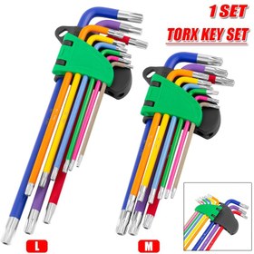 Resim 9 parçalı Torx Anahtar Seti, T10-T50 Yıldız Anahtarları, Krom Vanadyum Çelik, Delikli L Anahtarı, Elektronik ve Otomotiv Onarımı için Hassas Tornavida Seti 