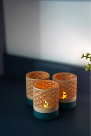 Resim Memania Co Kumiko Tealight Fener Seti (3’lü) – Dekoratif Mumluk ve Ambiyans Aydınlatma Japon 