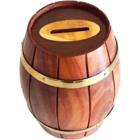 Resim Maun Ağacından Dekoratif Ahşap Fıçı Kumbara 