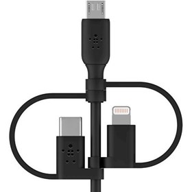Resim Belkin CAC001BT1MBK Universal Kablo Micro USB USB-C Lightning Şarj Kablosu 