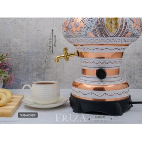 Resim Eriza 5.2 Litre 220V Elektrikli Işlemeli Bakır Semaver 