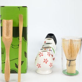 Resim 4 Parça Japon Tarzı Matcha Seti, Chasen Standı, Çay Kaşığı, Çay Mikser Tutacağı, Bambu Aksesuarlar, Çay Karıştırma Araçları, Noel için En İyi, Şükran Günü için Mükemmel 