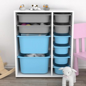 Resim Zen 10 Sepetli Çok Amaçlı Oyuncak Dolabı Mavi Gri 