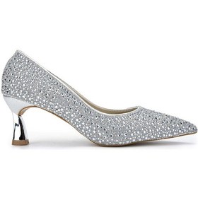 Resim Tamer Tanca Kadın Hakiki Deri Gümüş Topuklu Ayakkabı 1065 223-824 Bn Ayk Sk24-25 Gms/gms Tas Gümüş 