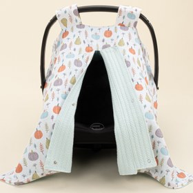 Resim Puset Örtüsü - Çift Taraflı - Turkuaz Örgü - Yeşil Balkabağı 