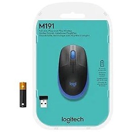 Resim Logitech M190 kablosuz fare, iki elle kullanım için kavisli tasarım, 18 ay pil ömrü artı güç tasarrufu modu, USB alıcısı, geniş tekerlek ve tuşlar sayesinde hassas kontrol - mavi 