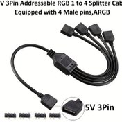 Resim 5V 3Pin Adreslenebilir RGB 1'den 4'e Bölücü Kablosu, Y Şekilli Fan ve Pc Led Şerit Uzatma Kablosu, LED Şerit ve ARGB Fan Bağlayıcısı, 4 Erkek Pin ile Donatılmış, ARGB 