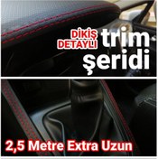 Resim Life Tuning Araç Içi Kırmızı Dikiş Detaylı Kendinden Yapışkanlı Deri Trim Şerit 2,5 Metre 