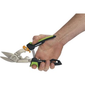 Resim Fiskars 1027210 Powergear Metal Levha Sac Kesme Makası Offset Sağ Kesim 