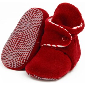 Resim Ella Bonna Polar Bebek Pandufu, Kaydırmaz Taban, Organik Pamuk Astarlı, İlk Adım Ev Patiği, Bordo 