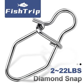 Resim FishTrip 50 Adet Elmas Çıtçıt Balıkçılık Karabinaları ve Duo Kilidi, Paslanmaz Çelik Hızlı Değiştirme Çıtçıtlı Uçlar için Takım 