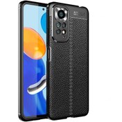 Resim Microcase Uyumlu Xiaomi Redmi Note 11 Global 2022 Leather Silikon Kılıf - Siyah 