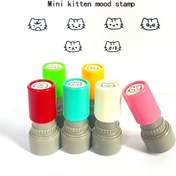 Resim Mini Yuvarlak Kedi Hissiyat Duvarı - Yaratıcı Kedi İfadeleri Damgası, Teşvik Edici Kedi Değerlendirme, Öğretmen Sınıfı Damga, Günlük Günlük Dekorasyon Mürekkep Pedi, Kendiliğinden Mürekkepli Davranış Damgası Siyah 