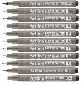 Resim artline Drawing System Teknik Çizim Kalemi 11'li Tam Set 