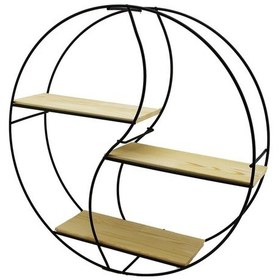 Resim Sembol - Yuvarlak 3 Katlı Metal Dekoratif Duvar Raf 60 X 14 X 60 Cm 5250 
