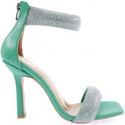 Resim Dgn 8044-23y Kadin Silver Taşli Bilekten Bağli Topuklu Sandalet 8044-2219-R1938 Yeşil 