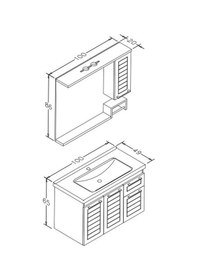Resim Orka Perge 100 Cm Mdf Banyo Dolabı Takımı Çok Renkli 