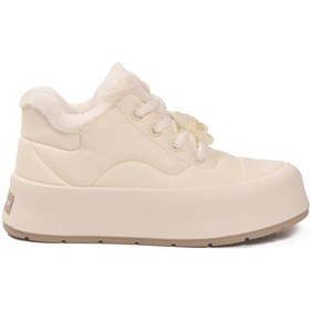 Resim Gamelu Beyaz İçi Kürklü Bağcıklı Kadın Sneaker Çok Renkli 