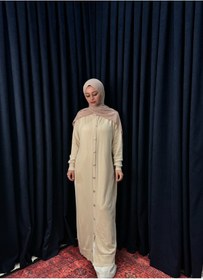 Resim Neva Wear Şık ve Rahat Düğmeli Uzun Tesettür Hırka-Elbise 