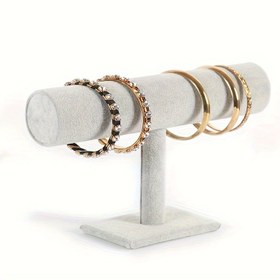 Resim 1 Adet Şık Oval Ahşap Takı Sergi Standı - Yumuşak Kumaş Astarlı Çok Amaçlı Bilezik & Saat Düzenleyici, Masaüstü Depolama için Bileklikler, Manjetler, Kolçaklar - Ev, Butik, Salon Dekoru, Bilezik Sergisi, Dekoratif Eşya Tutucu, Dokulu Yüzeyli, Takı Kümbetleri 
