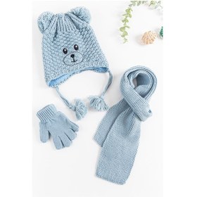 Resim babymod Ayıcık Figürlü 1-4 Yaş Erkek Çocuk Atkı Bere Eldiven Takımı 