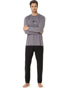 Resim Pierre Cardin Erkek Yeni Sezon Bisiklet Yaka Uzun Kollu Pamuk Pijama Takımı Ch.pc.6.101.c0-koyu Gri-s Çok Renkli 