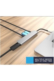 Resim Grc Accessory 7 In 1 Sd Tf Kart Okuyucu 2 Usb Type-c Hub Hdmı Girişli Macbook Çevirici Çoklayıcı Samsung S10 S20 