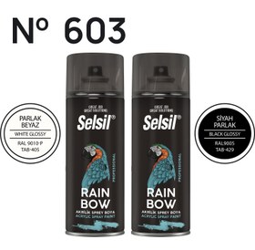 Resim 2 x Sprey Boya Parlak (Siyah & Beyaz) 400ml 