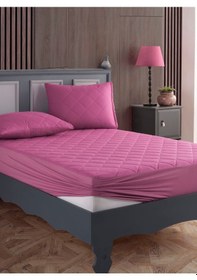 Resim Tek Kişilik Alez Seti %100 Pamuk Kapitone Su Sıvı Geçirmez Yatak Yastık Alezi Yatak Yastık Koruyucu Lila 