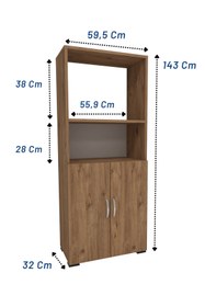 Resim IRMAK DÜNYASI Fırın Dolabı 2 Kapaklı Bölmeli Mikrodalga Fırın Dolabı , Çok Amaçlı Mini Fırın Mutfak Dolabı 