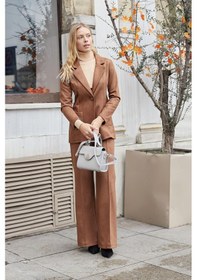 Resim Süet Kumaş Cep Detaylı Düğmeli Şık Blazer Ceket-taba Taba 