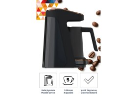 Resim Goldstar Geniş Hazneli Bpa Free Özellikli 5 Kişilik Türk Kahve Makinesi Siyah St- 