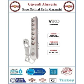 Resim Viko Akım, Şok Korumalı Anahtarlı Uzatma Grup Priz - 1,5 Metre 