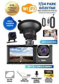Resim Mieco 1s Wifi / App /1080p / Fhd/ 170 Ultra Geniş Açı/gece Görüş/ G-sensörü 3 Kameralı Araç Kamerası 2026 