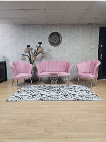 Resim ZAFİR Papatya Çay Seti Koltuk Takımı Krom Sivriltme Ayak, Balkon, Salon, Ofis, Cafe Koltuk Takımı 